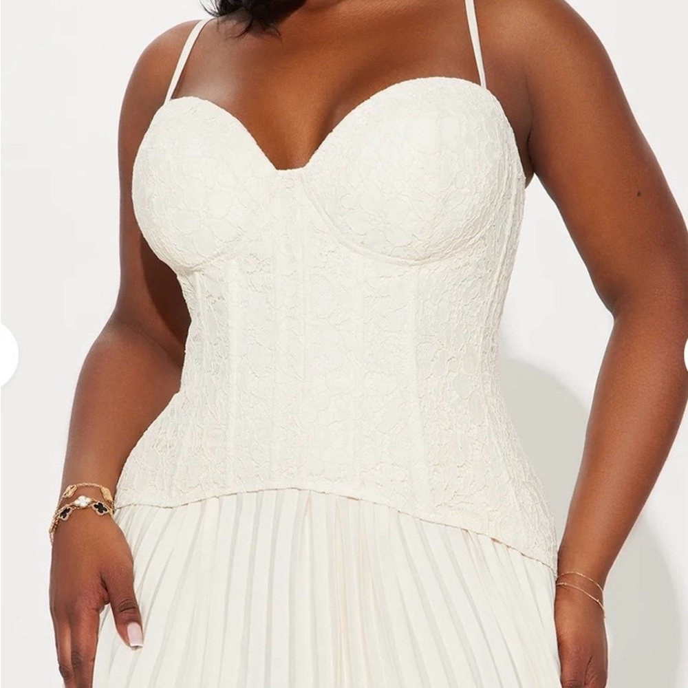 Fashion Nova Cream Lace Maxi Dress